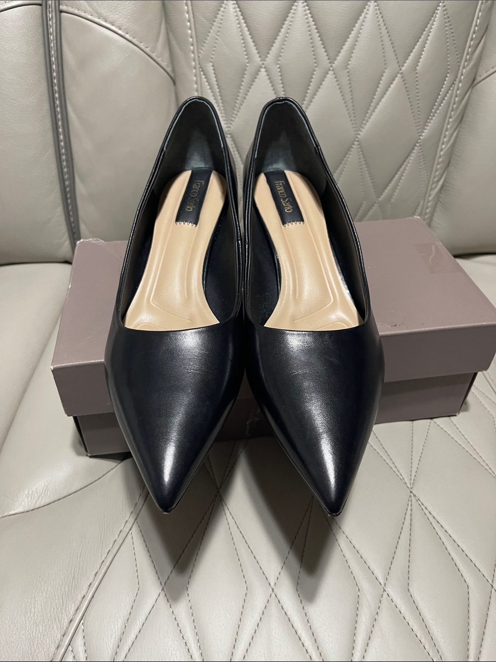 Franco Sarto Black Pointed-Toe Block Heel Pumps - Picture 4 of 12